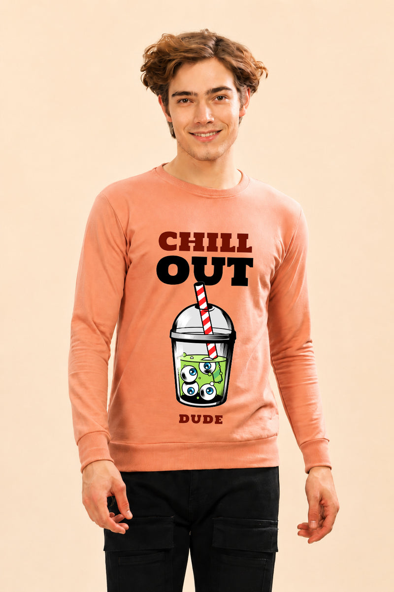 Chill Out Dude Printed Men’s Full Sleeve Premium Pure Cotton Sweatshirt