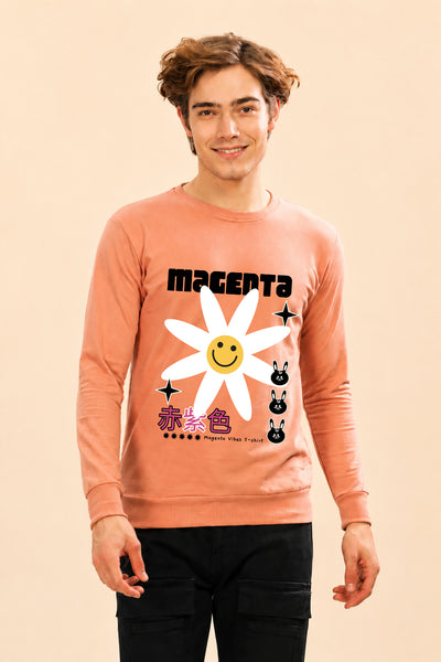 Magenta Printed Men’s Full Sleeve Premium Pure Cotton Sweatshirt