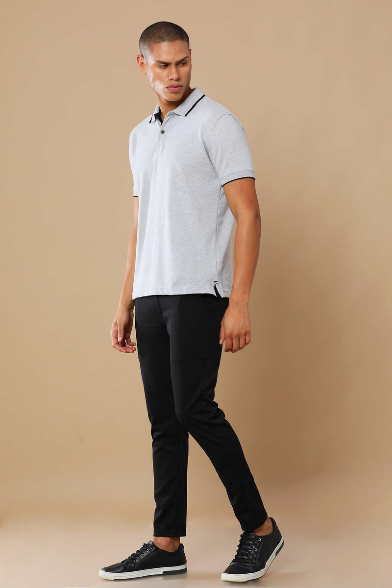 Sustainable Heather Grey Men's Premium Polo T-Shirt | Eco-Friendly Casual Wear