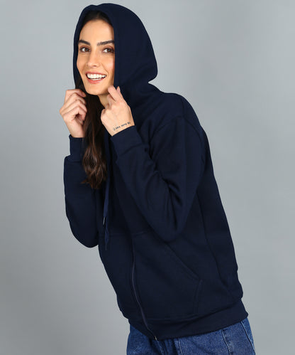 Women’s Plain Zipper Hooded Hoodie Stylish & Comfortable
