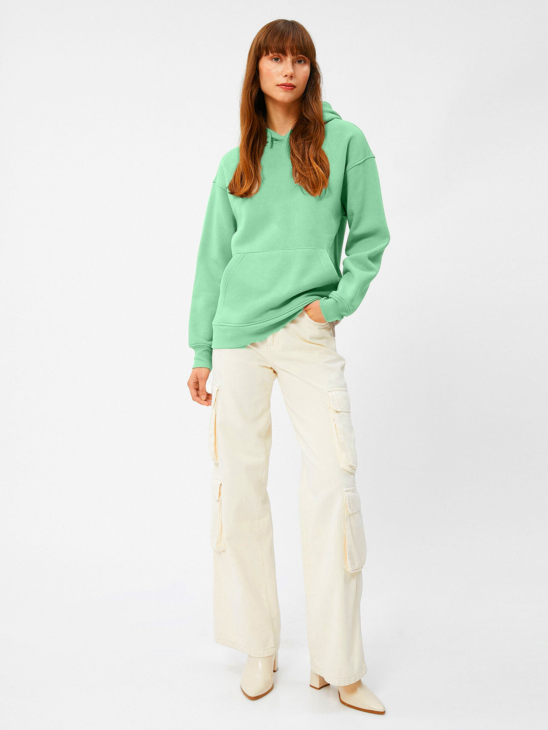 Women Plain Solid Pullover Hooded Hoodie Sweatshirt with 2 Kangaroo Pockets