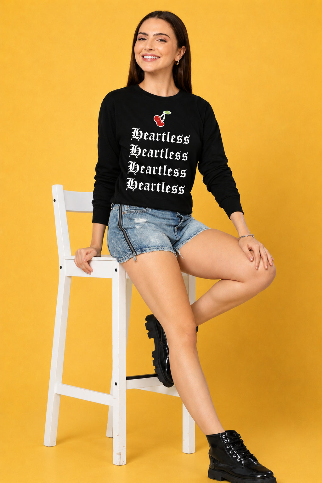 Heartless Printed Women’s Cozy & Stylish Full Sleeve Pastel Colour Sweatshirt