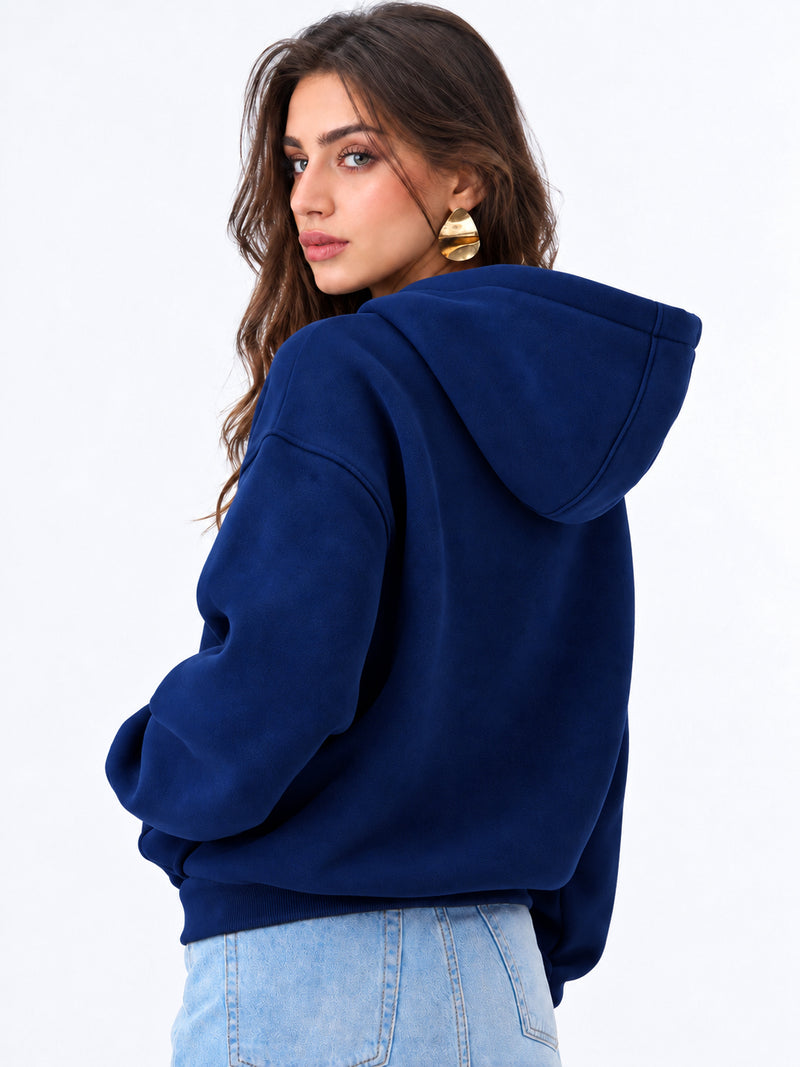 Women’s Plain Zipper Hooded Hoodie Stylish & Comfortable