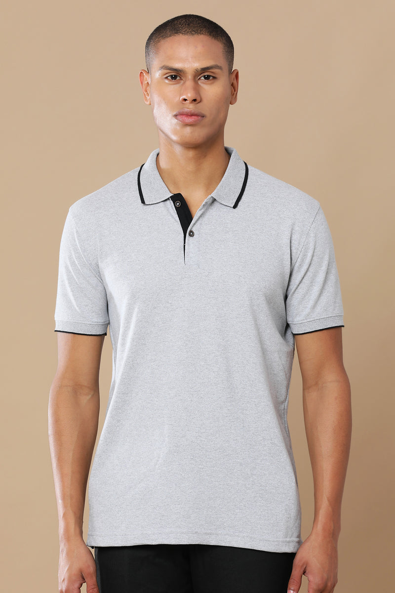 Sustainable Heather Grey Men's Premium Polo T-Shirt | Eco-Friendly Casual Wear