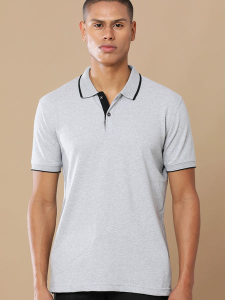 Sustainable Heather Grey Men's Premium Polo T-Shirt | Eco-Friendly Casual Wear
