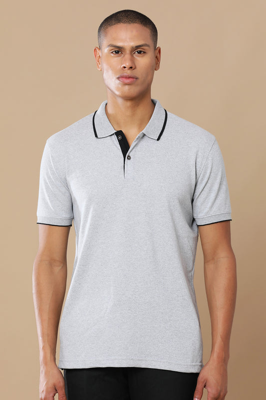 Sustainable Heather Grey Men's Premium Polo T-Shirt | Eco-Friendly Casual Wear