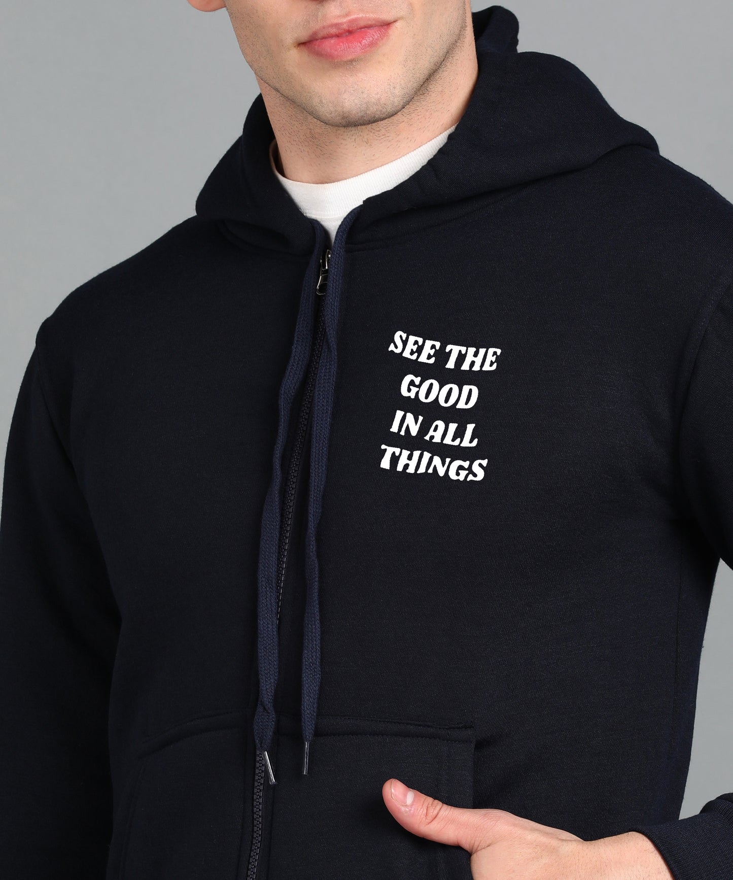 See the Good in All Things Men's Zipper Hooded Hoodie | Comfortable & Stylish