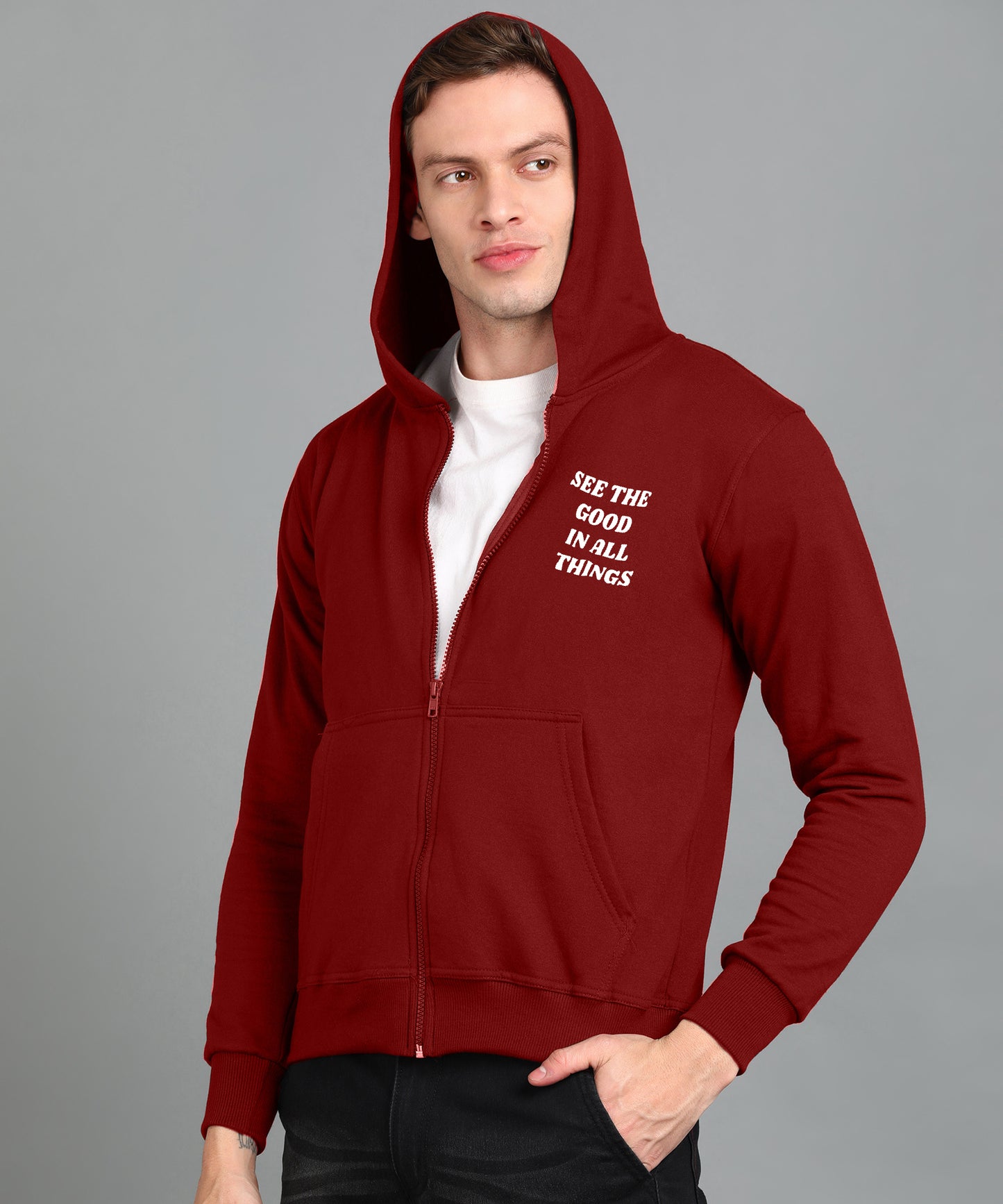 See the Good in All Things Men's Zipper Hooded Hoodie | Comfortable & Stylish