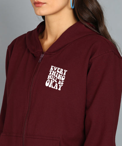 Everything Will Be Okay Women’s Zipper Cozy & Stylish Hoodie