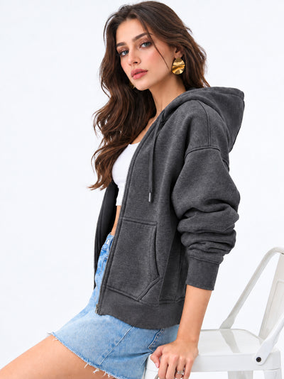 Women’s Plain Zipper Hooded Hoodie Stylish & Comfortable