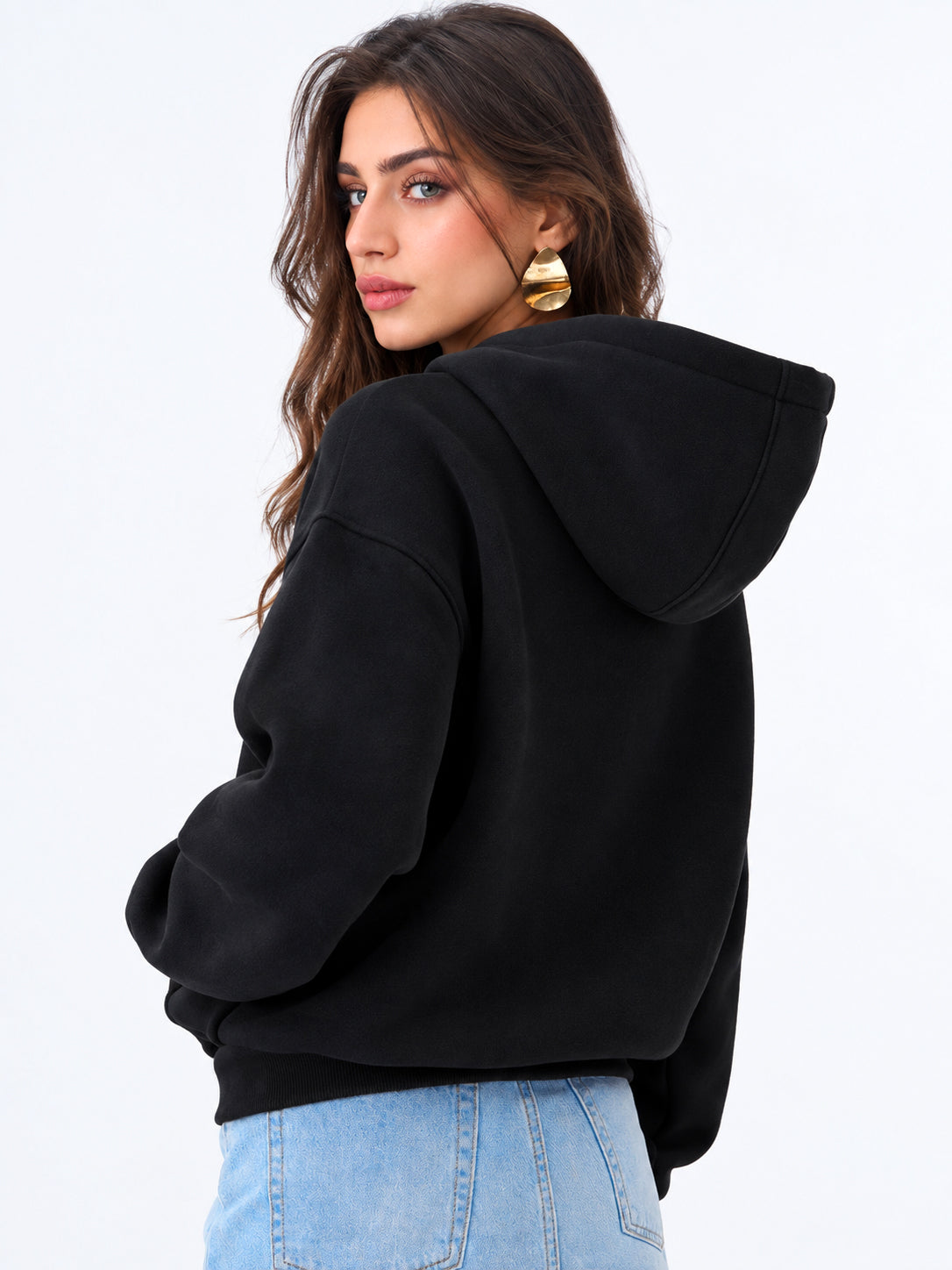 Women’s Plain Zipper Hooded Hoodie Stylish & Comfortable