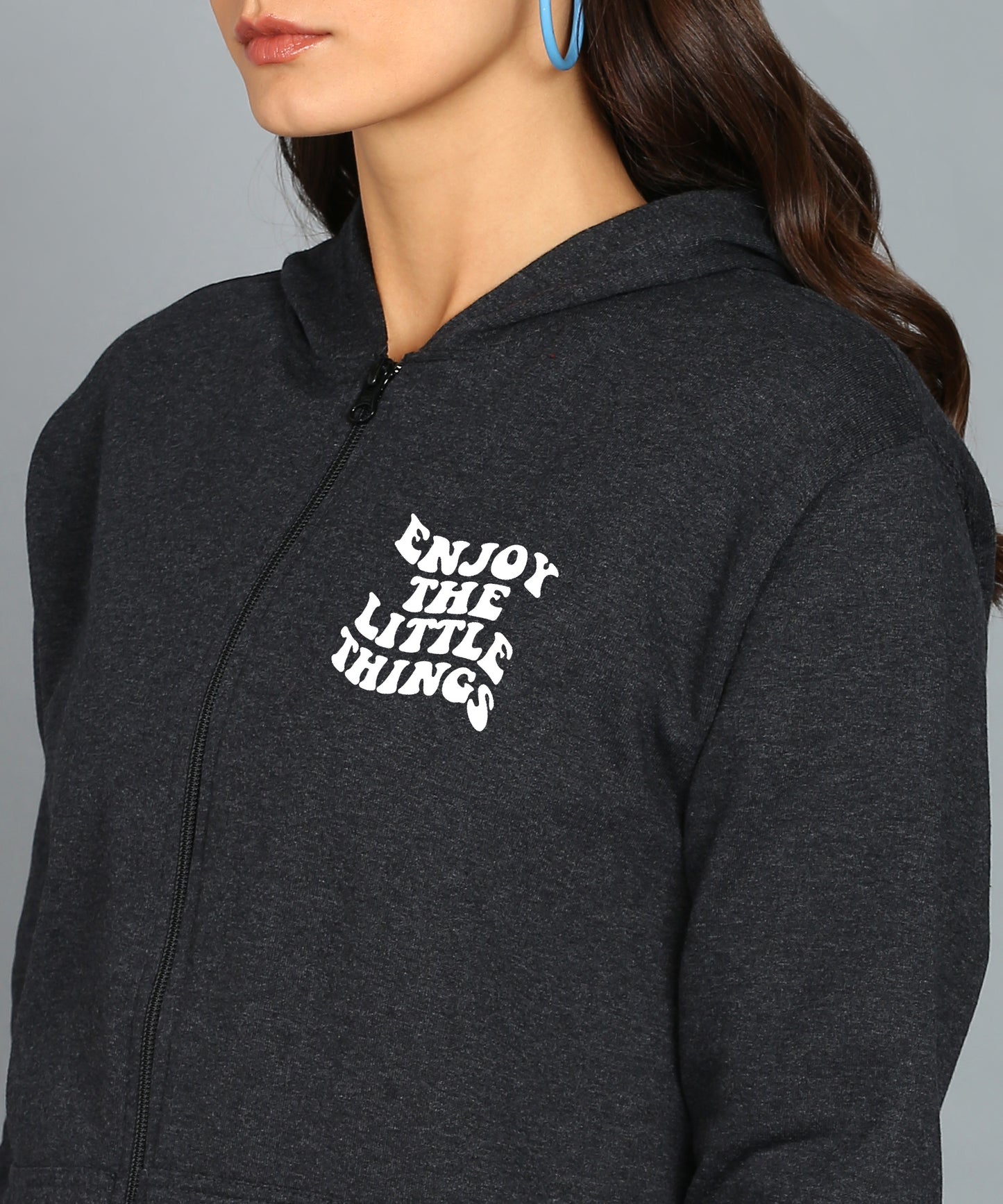 Enjoy the Little Things Zipper Hooded Hoodie for Women