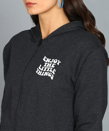 Enjoy the Little Things Zipper Hooded Hoodie for Women