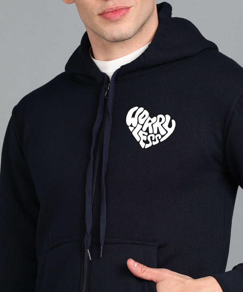 Worry Less Men’s Zipper Hooded Hoodie | Comfortable & Stylish Look