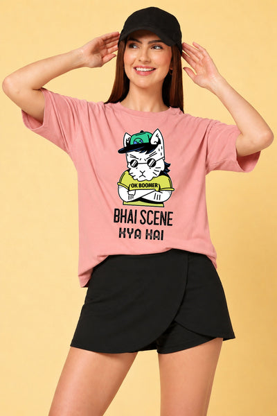 Bhai Scene Kya Hai Oversized Baggy Loose Fit T-Shirt