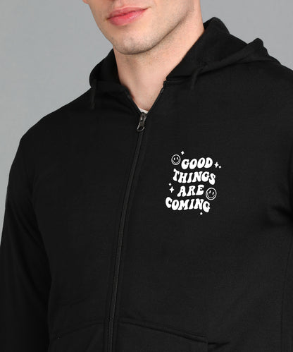 Good Things Are Coming Men's Zipper Hooded Hoodie