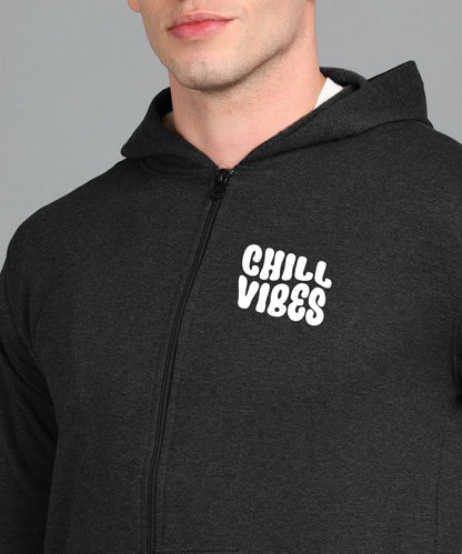 Chill Vibes Men’s Relaxed Fit Zipper Hooded Hoodie