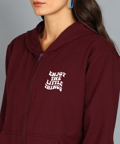 Enjoy the Little Things Zipper Hooded Hoodie for Women