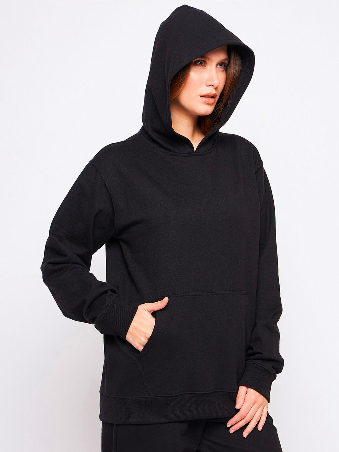 Women Plain Solid Pullover Hooded Hoodie Sweatshirt with 2 Kangaroo Pockets