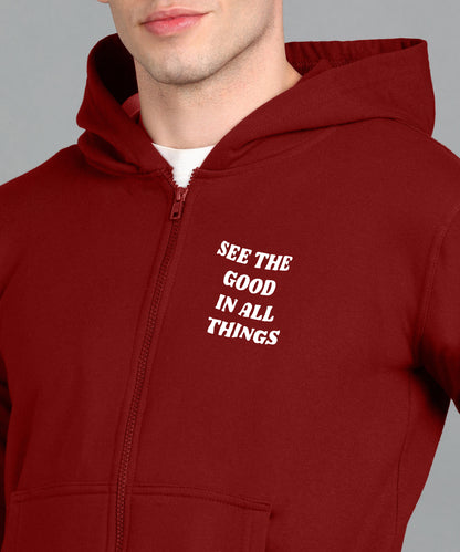 See the Good in All Things Men's Zipper Hooded Hoodie | Comfortable & Stylish