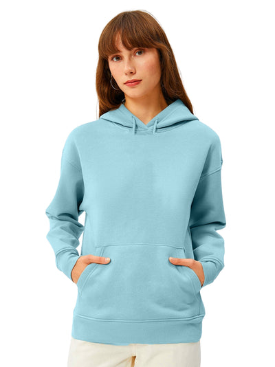 Women Plain Solid Pullover Hooded Hoodie Sweatshirt with 2 Kangaroo Pockets