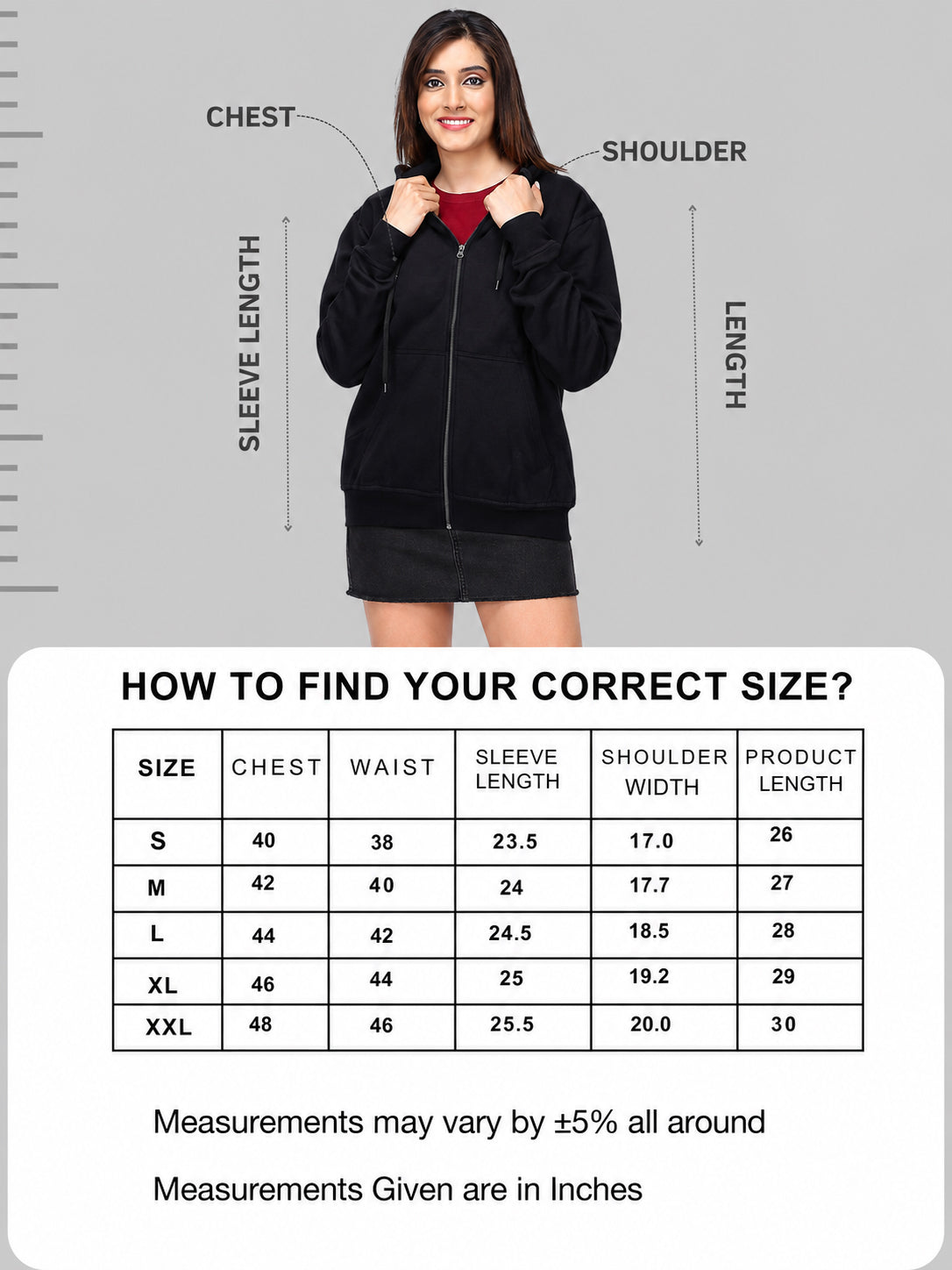 Women’s Black Zipper Hooded Hoodie Stylish & Premium Comfort