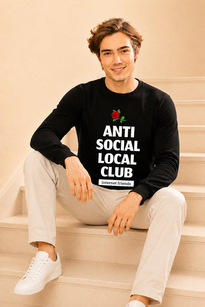 Anti Social Local Club Printed Men’s Full Sleeve Premium Pure Cotton Sweatshirt