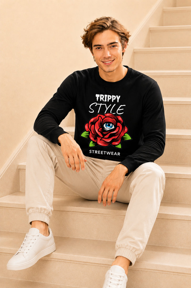 Trippy Style Streetwear Printed Men’s Full Sleeve Premium Pure Cotton Sweatshirt