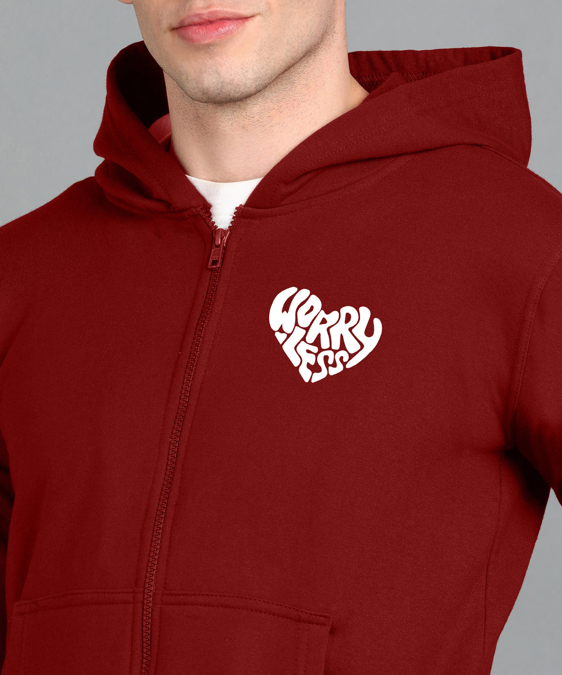 Worry Less Men’s Zipper Hooded Hoodie | Comfortable & Stylish Look