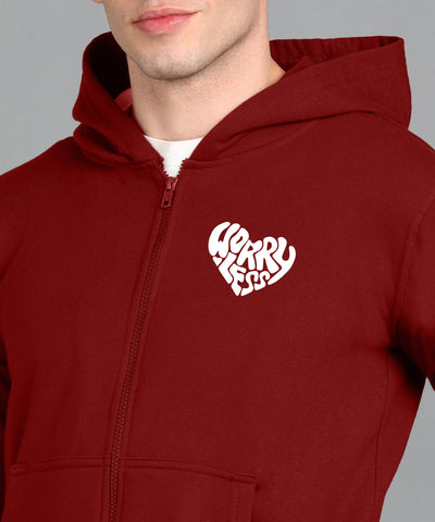 Worry Less Men’s Zipper Hooded Hoodie | Comfortable & Stylish Look