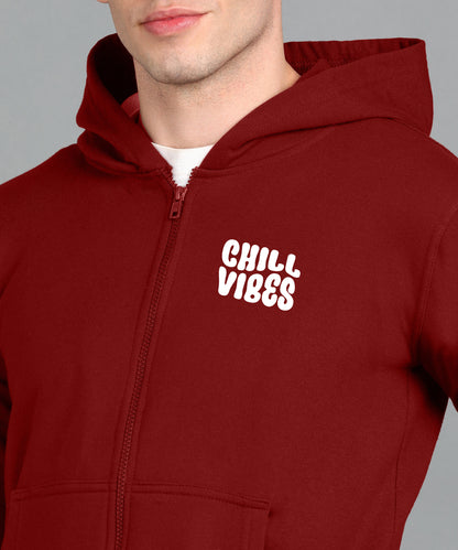 Chill Vibes Men’s Relaxed Fit Zipper Hooded Hoodie
