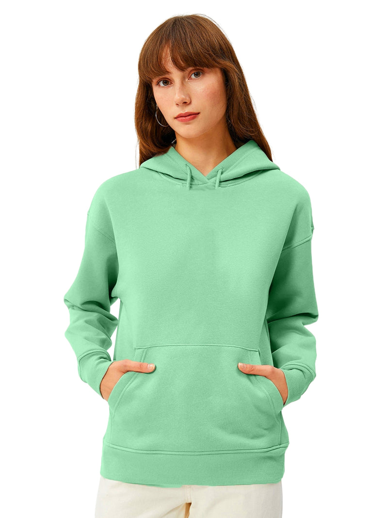 Women Plain Solid Pullover Hooded Hoodie Sweatshirt with 2 Kangaroo Pockets