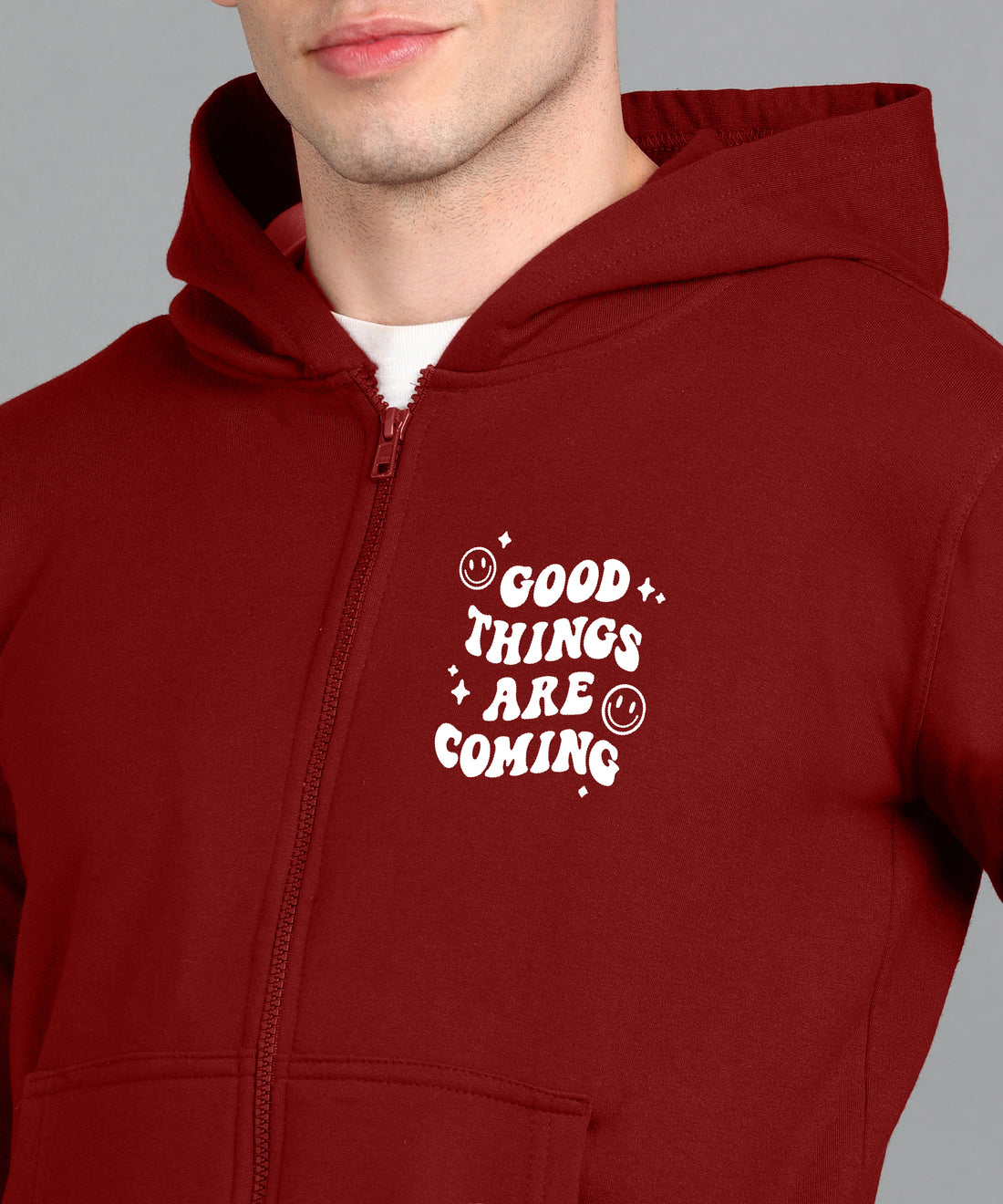 Good Things Are Coming Men's Zipper Hooded Hoodie