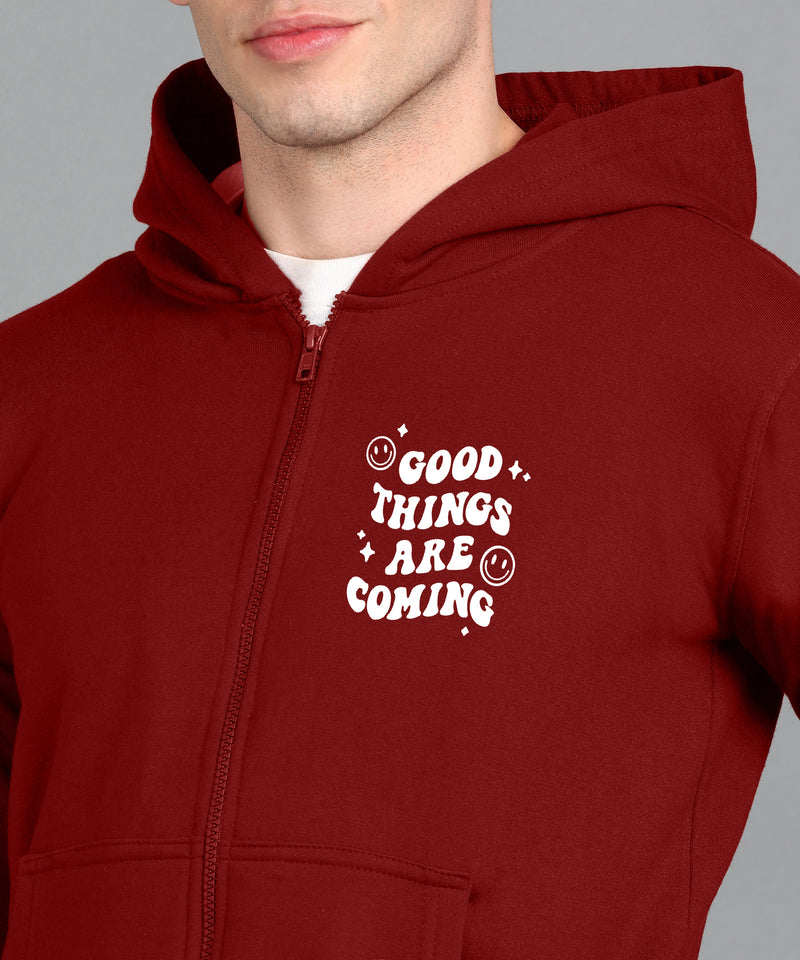 Good Things Are Coming Men's Zipper Hooded Hoodie