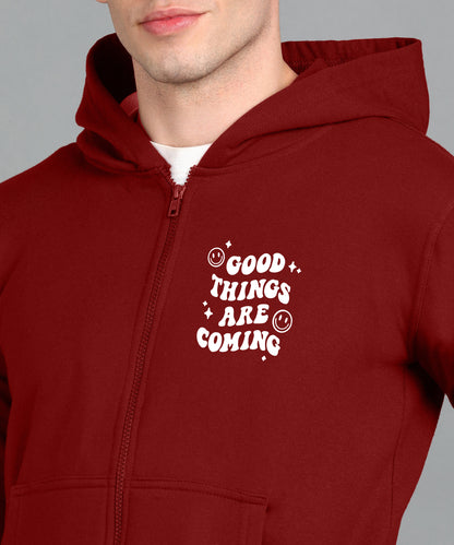 Good Things Are Coming Men's Zipper Hooded Hoodie