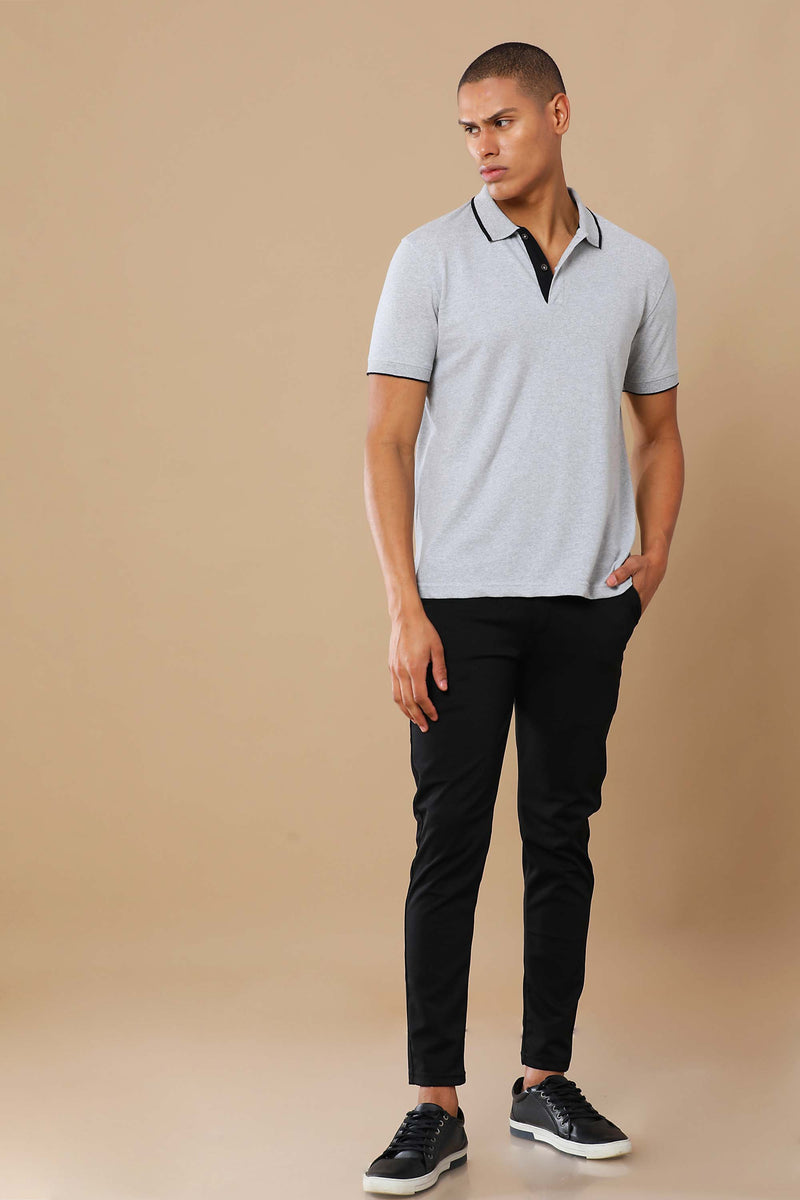 Sustainable Heather Grey Men's Premium Polo T-Shirt | Eco-Friendly Casual Wear