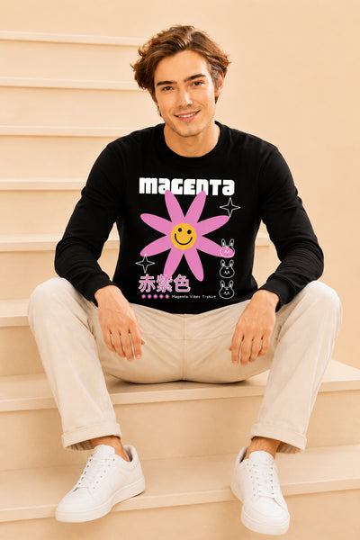 Magenta Printed Men’s Full Sleeve Premium Pure Cotton Sweatshirt