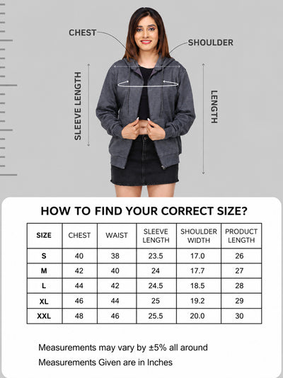 Women’s Charcoal Grey Zipper Hooded Hoodie Stylish & Premium Comfort