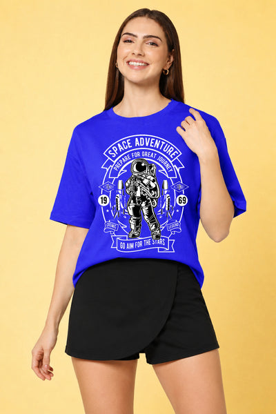 Space Adventure Printed Oversized Baggy Loose Fit T-Shirt