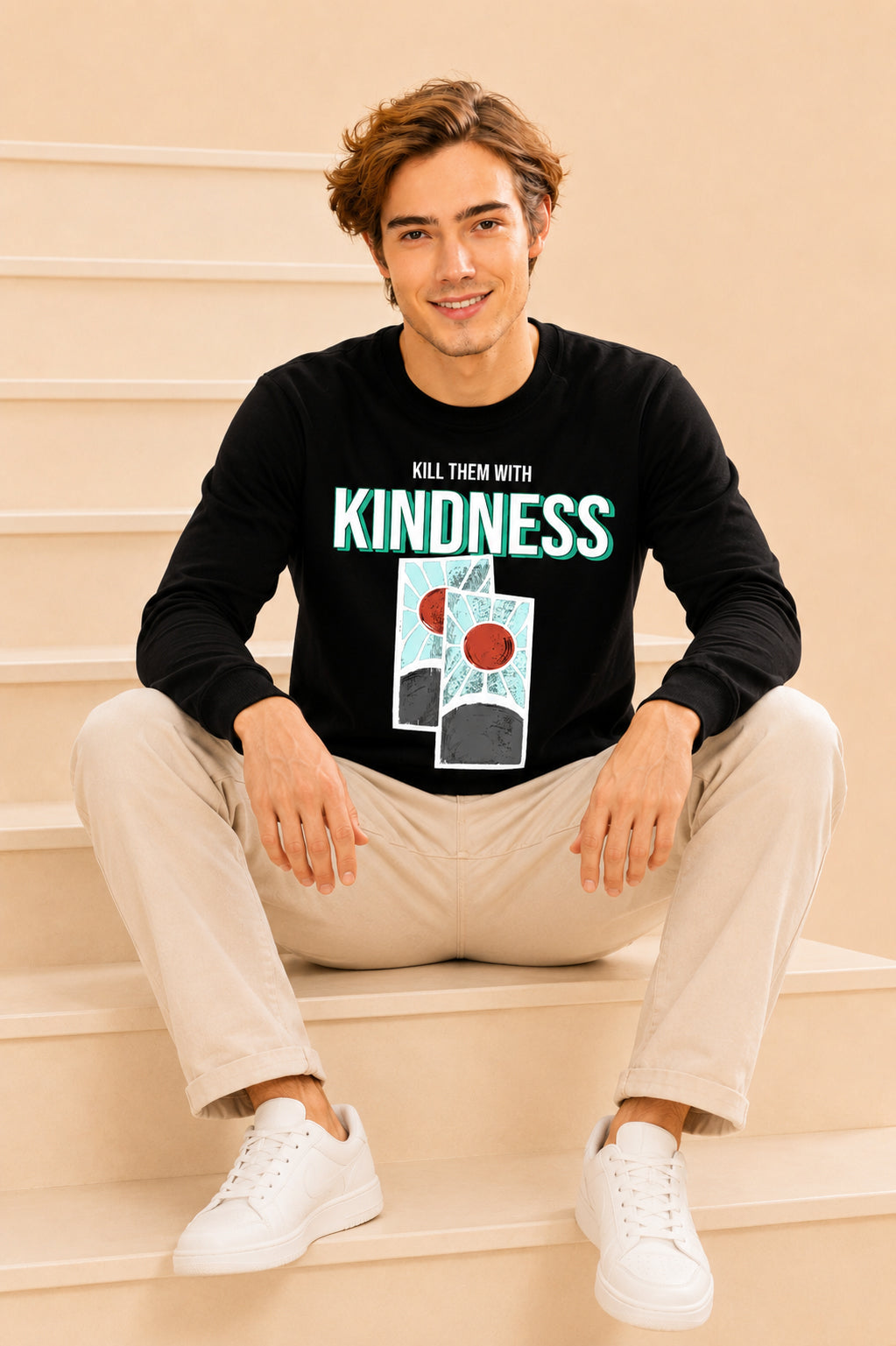 Kill Them With Kindness Printed Men’s Full Sleeve Premium Pure Cotton Sweatshirt
