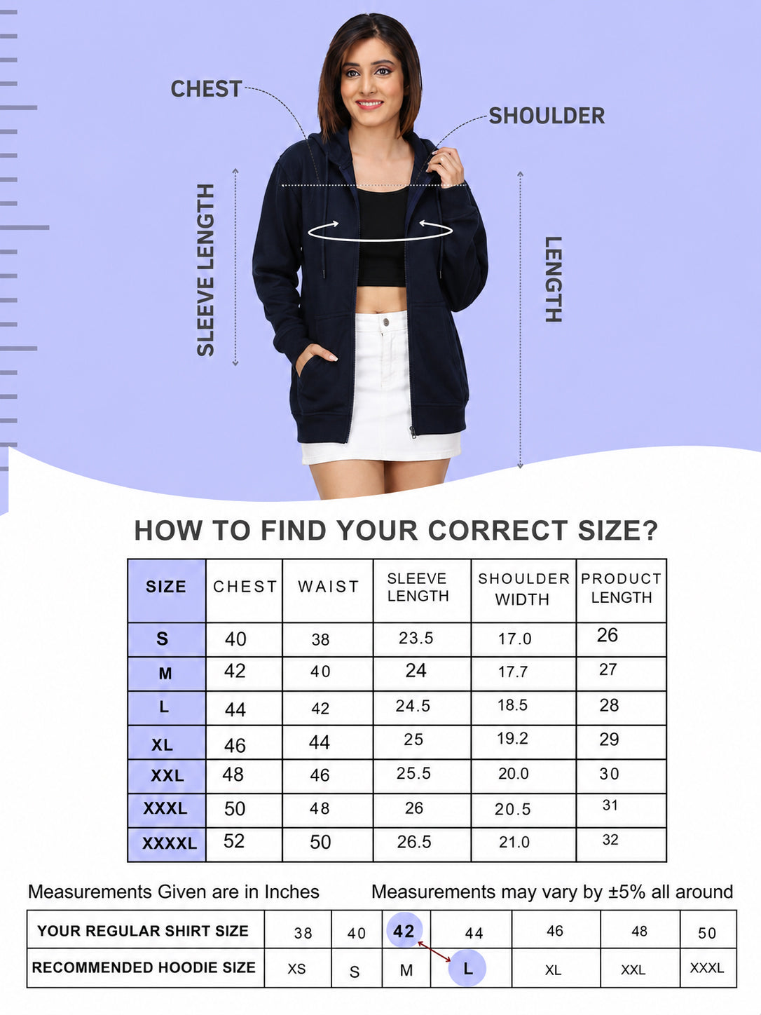 Women’s Navy Blue Zipper Hooded Hoodie Stylish & Premium Comfort