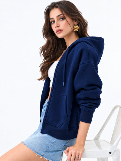 Women’s Plain Zipper Hooded Hoodie Stylish & Comfortable