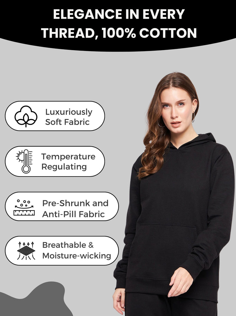 Women Plain Solid Pullover Hooded Hoodie Sweatshirt with 2 Kangaroo Pockets