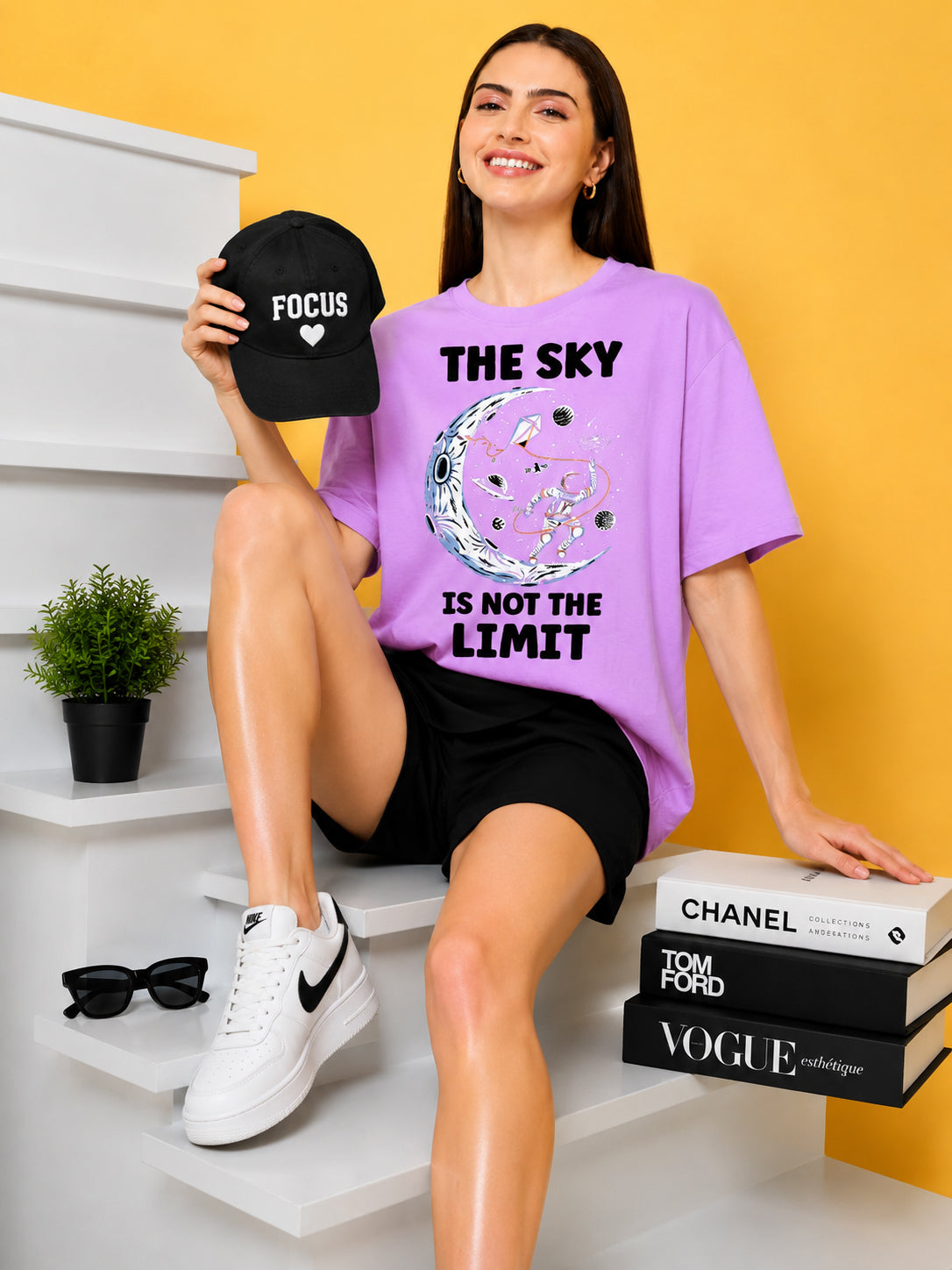 The Sky is The Limit Printed Oversized Baggy Loose Fit T-Shirt