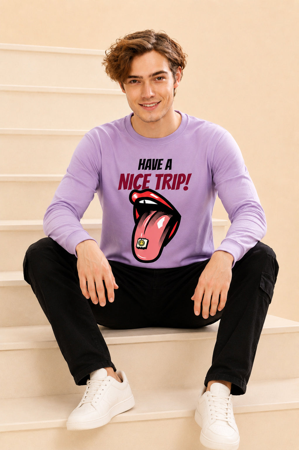 Have A Nice Trip Printed Men’s Full Sleeve Premium Pure Cotton Sweatshirt