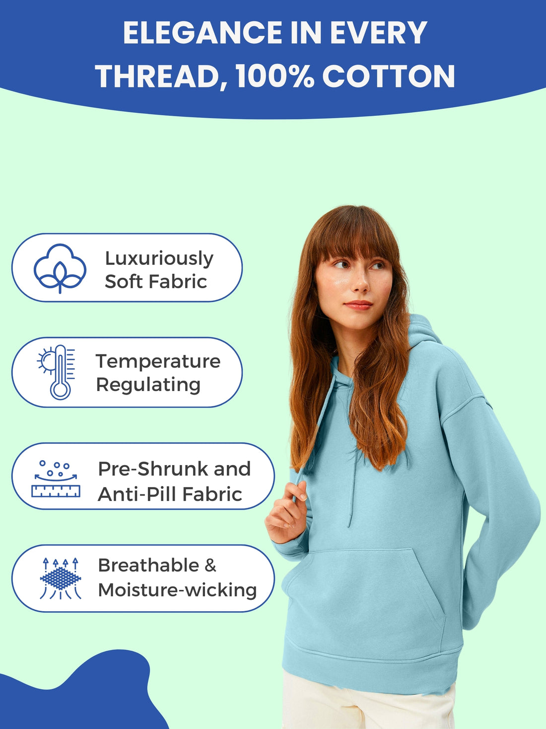 Women Plain Solid Pullover Hooded Hoodie Sweatshirt with 2 Kangaroo Pockets