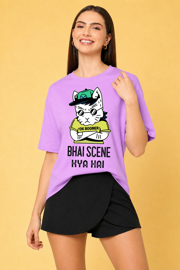 Bhai Scene Kya Hai Oversized Baggy Loose Fit T-Shirt