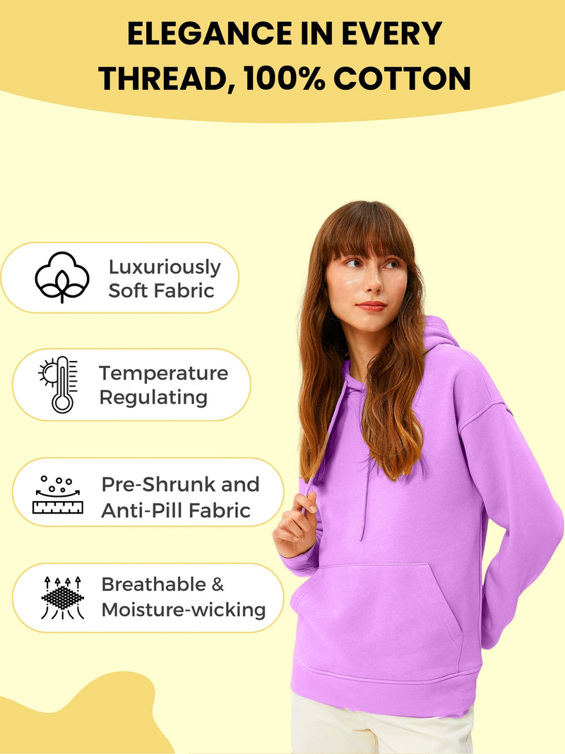 Women Plain Solid Pullover Hooded Hoodie Sweatshirt with 2 Kangaroo Pockets