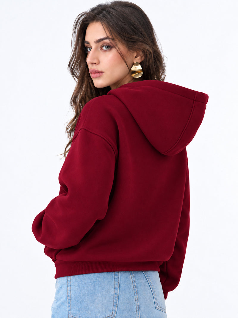 Women’s Plain Zipper Hooded Hoodie Stylish & Comfortable