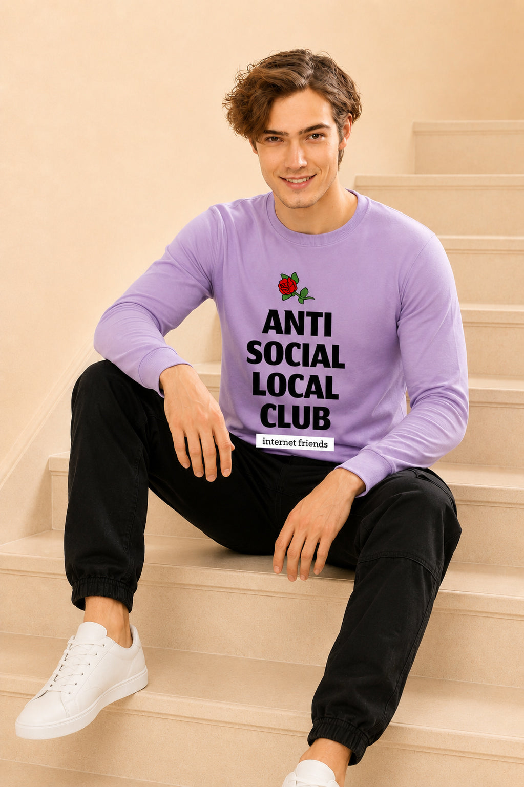Anti Social Local Club Printed Men’s Full Sleeve Premium Pure Cotton Sweatshirt
